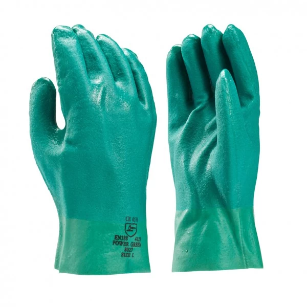 Groene PVC Handschoen 27 Cm Dubbel Gedompeld
