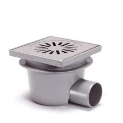 Afvoerput, Abs, Met Rvs Rooster, Niet In Hoogte Verstelbaar, 150 X 150 Mm, Zijuitlaat
