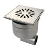 Rvs-vloerput Met Zwaar Verkeer Rvs-rooster, 200 X 200 Mm, Zijuitlaat