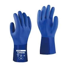 Towa: Kevlar Handschoen Blauw PVC Gecoat 30cm CAT 3